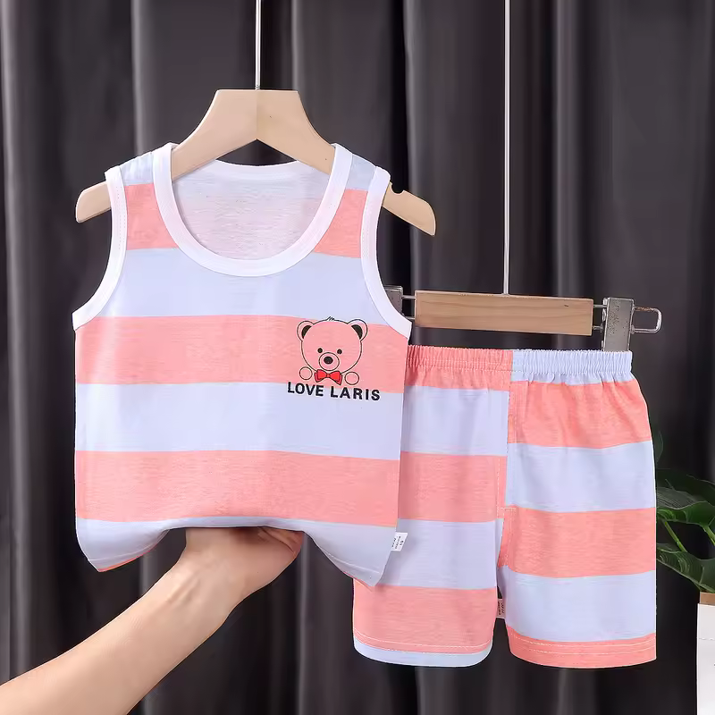2PCS Children Clothing Vest Suit Children's Sets Summer Cotton T-Shirts Shorts Boys Girls Sleeveless Kids Clothes for baby - Image 13