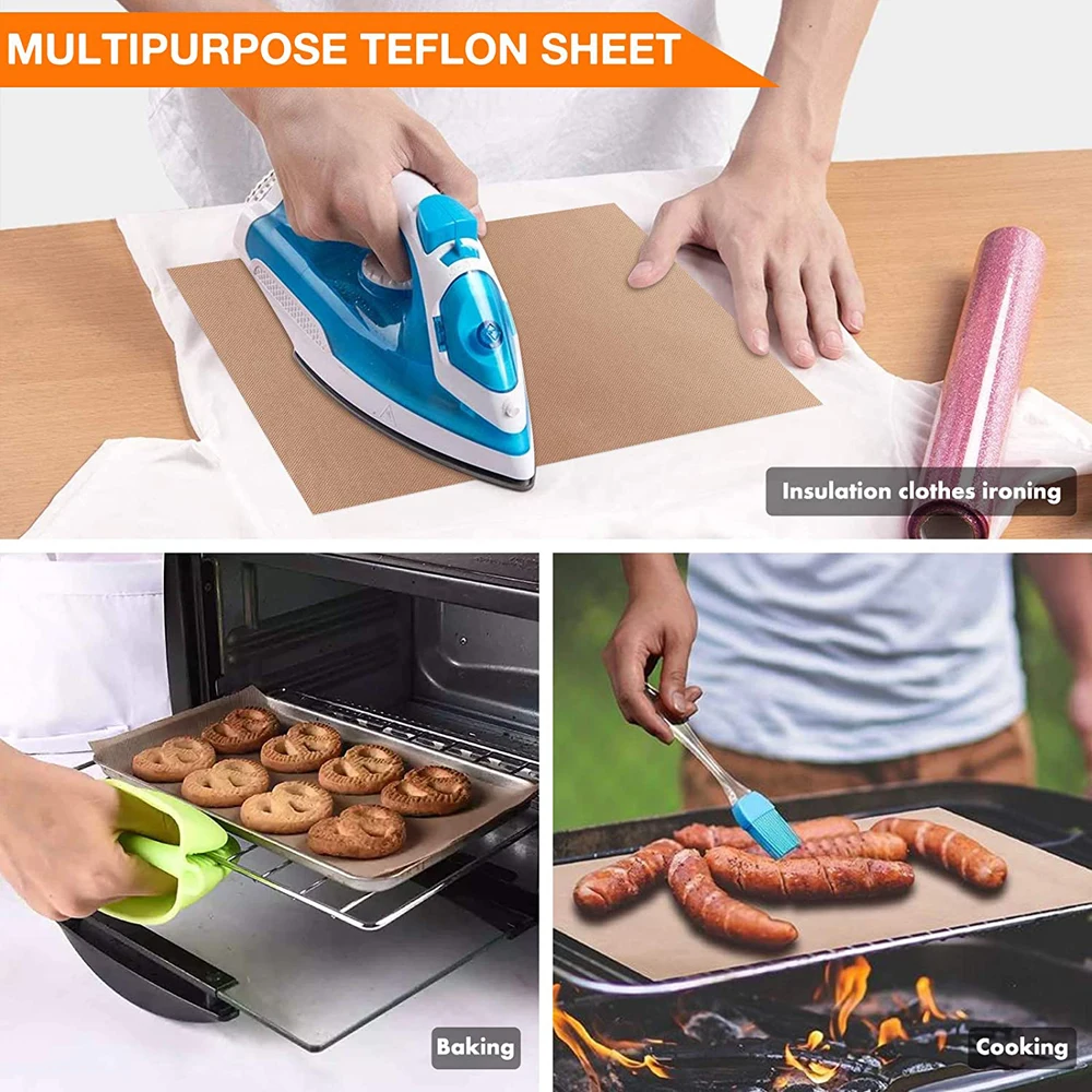 PTFE-Blatt zum Bügeln, Hitzepresse, antihaftbeschichtet, hitzebeständig, Bastelmatte, Wärmeübertragungspapierblatt zum Backen, Grillen – Detail 2