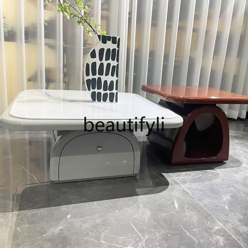 

S7486teae New square coffee table combination paint art storage light luxury modern simple living room household small apartment