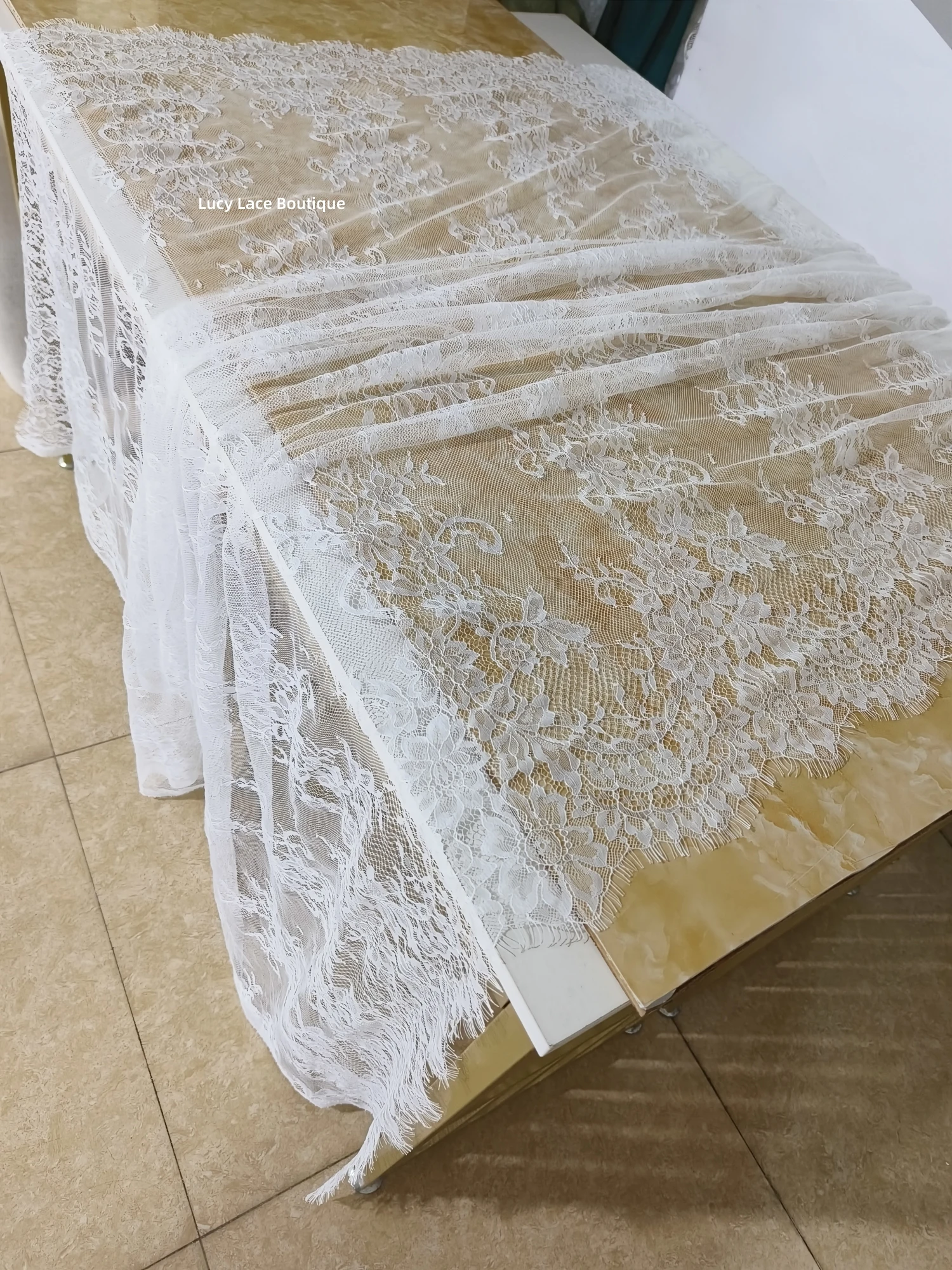 Off White Soft Thin Quality Eyelash Chantilly Lace Fabric French Lace Special Price150CM Wide, 3Meters Long