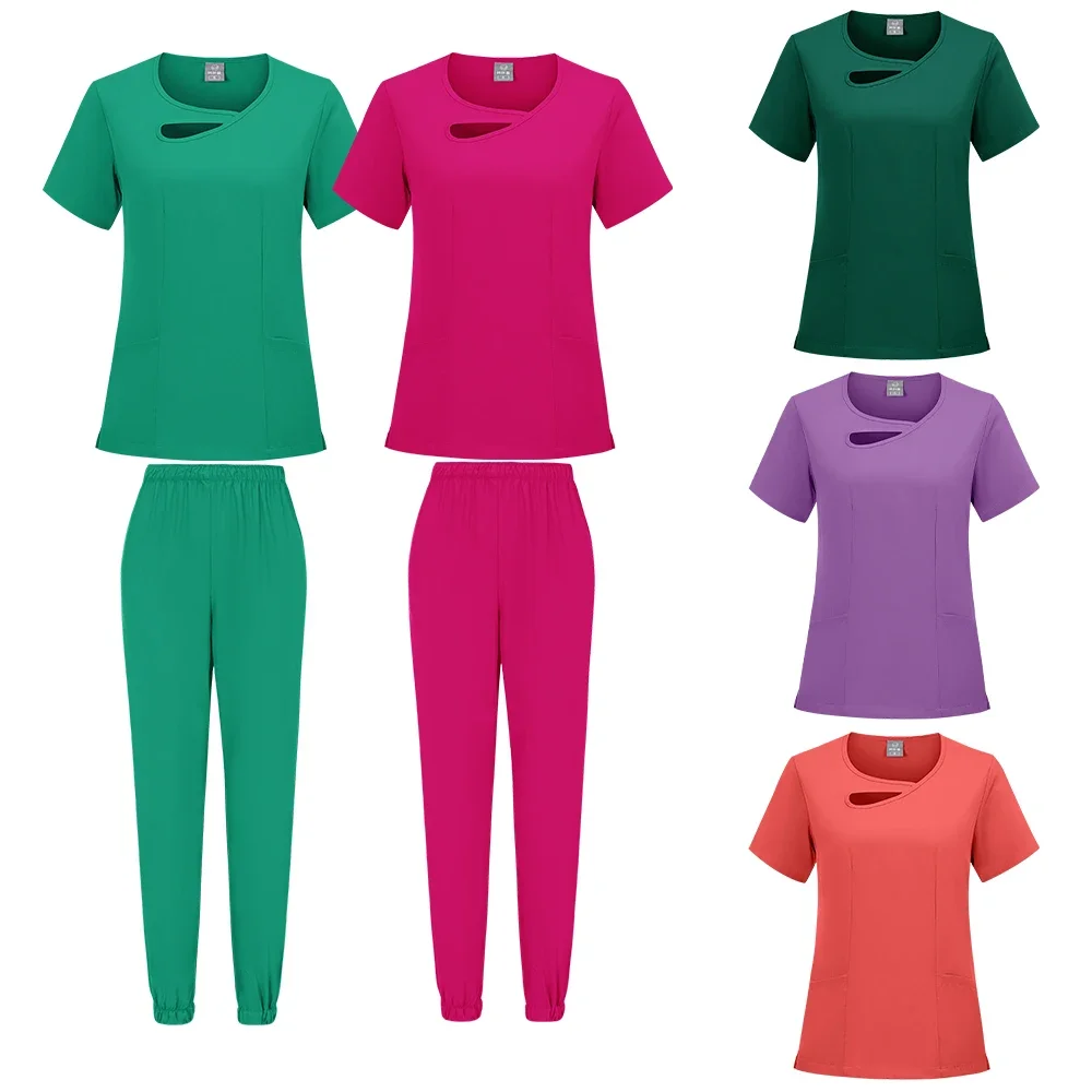 New Nurse Uniforms Women Men Casual Jogger Pants Set Pharmacy Work Clothes Medical Hospital Doctor Nursing Uniform Suit