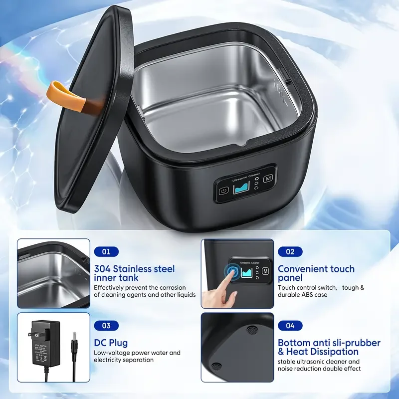 Ultrasonic Cleaner for Denture UV Cleaner Ultrasonic  Jewelry 45KHzCleaner 255ML Ultrasonic Cleaning Machine Ultrasound Washing