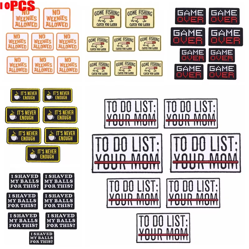 10 Teile/satz Rucksack Hut Nähen/Bügeln Stickerei Patches DIY Brief Slogan Patch Eisen Auf Patches Für Kleidung Gestickte abzeichen
