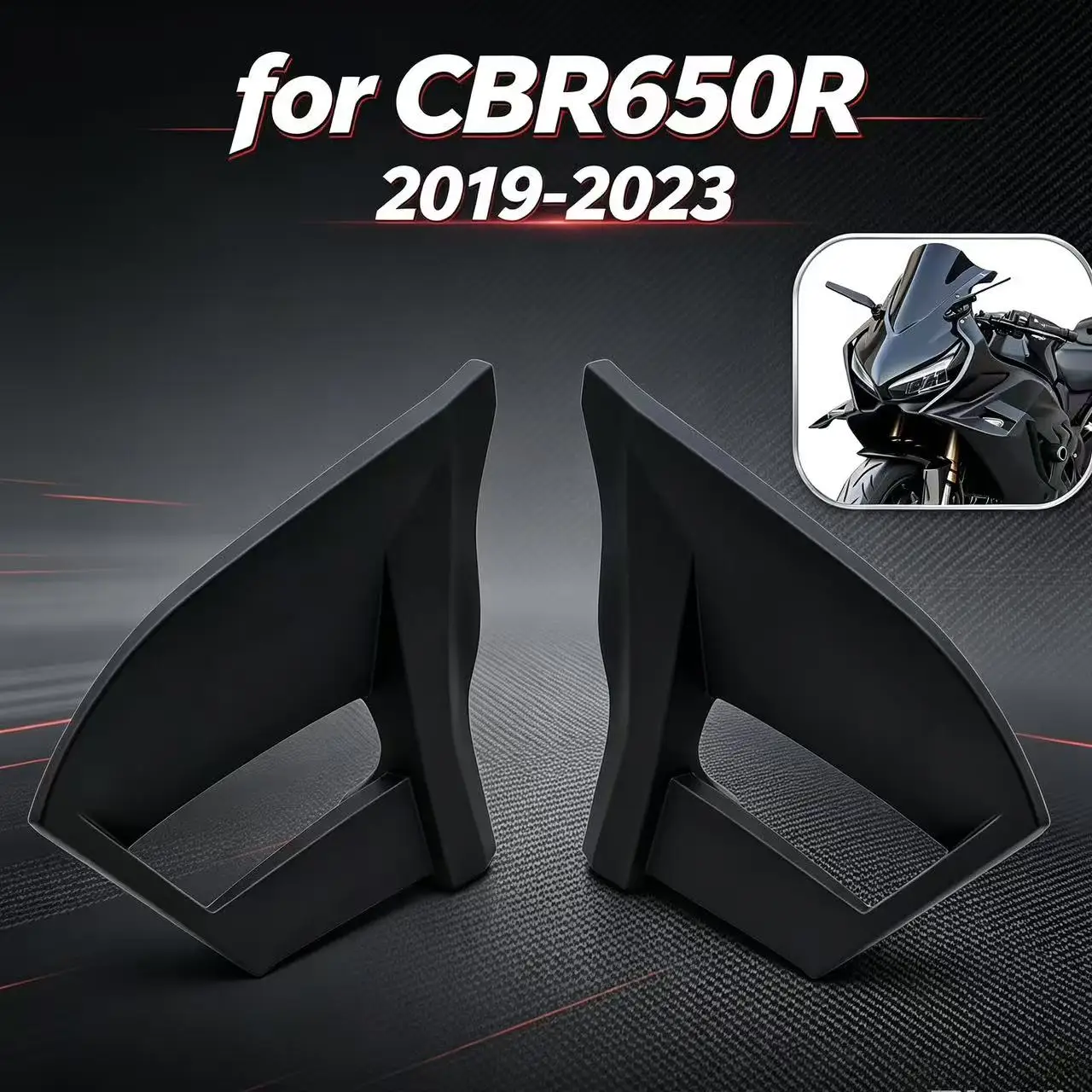 For Honda CBR650R 2019-2023 New Motorcycle Accessories Front Spoiler Fixed Wing Fairing CBR650R Spoiler Aerodynamic Wing