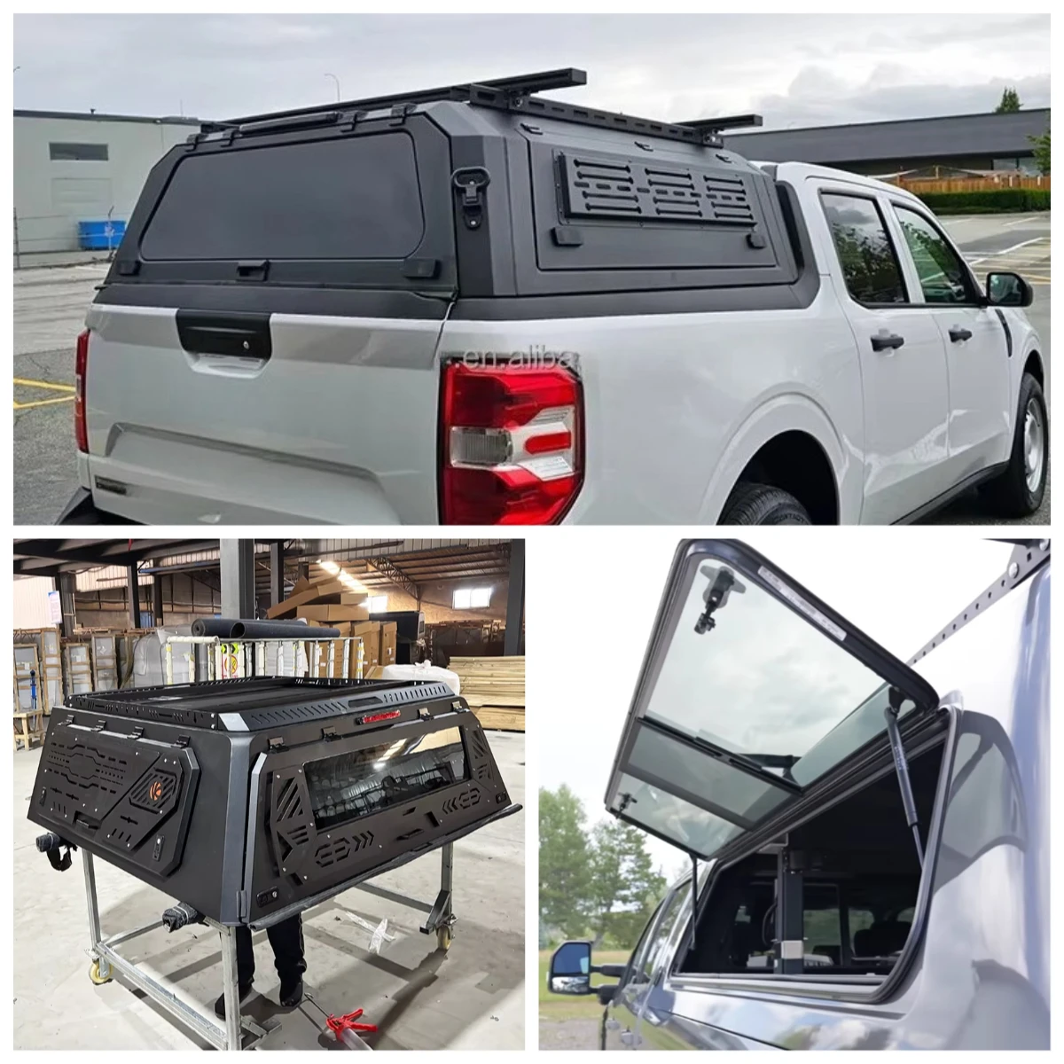 

Lightweight Aluminum Alloy Pickup Truck Canopy Slide Window Hardtop Camper Touring Overland Use for F150 Gladiator