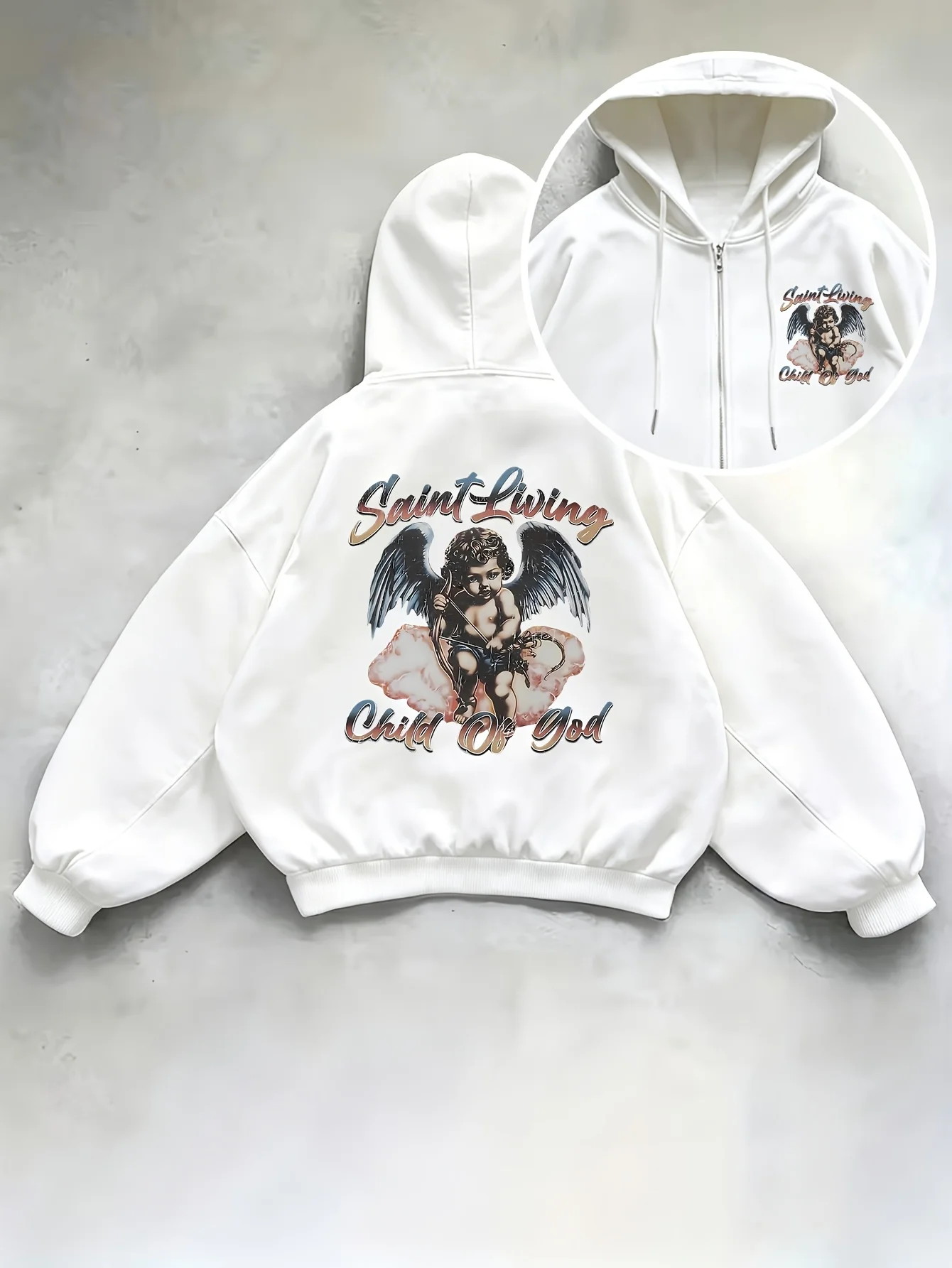 Women'S Zip-Up Hooded Sweatshirt Jacket, American Retro Cartoon Character Floral Letter Print Top,  Commute Versatile Hoodie