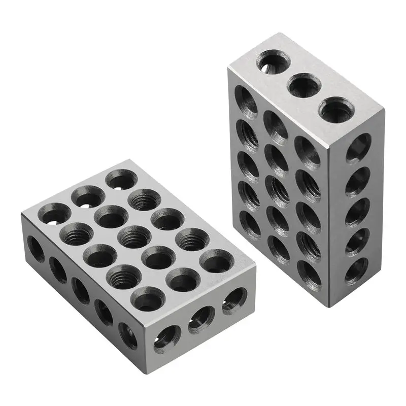 HLZS-1Pair Blocks Gauge Hardened Steel Parallel Block Set 23 Holes Matched Machinist Milling Tool