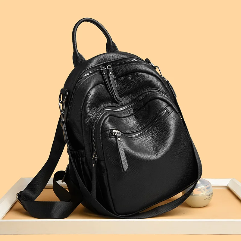 New Fashion Genuine Leather Women Backpacks Luxury Brand Female Real Natural Leather Ladies Girl Student Casual Backpack