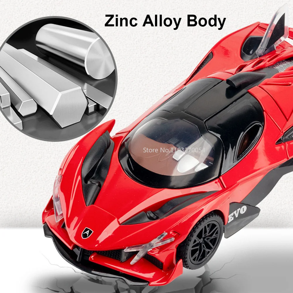 1/32 Apollo EVO Alloy Sports Car Model Toy Sound Light Simulation Exquisite Interior Design Pull Back Vehicle Kids Gift Boy Toys