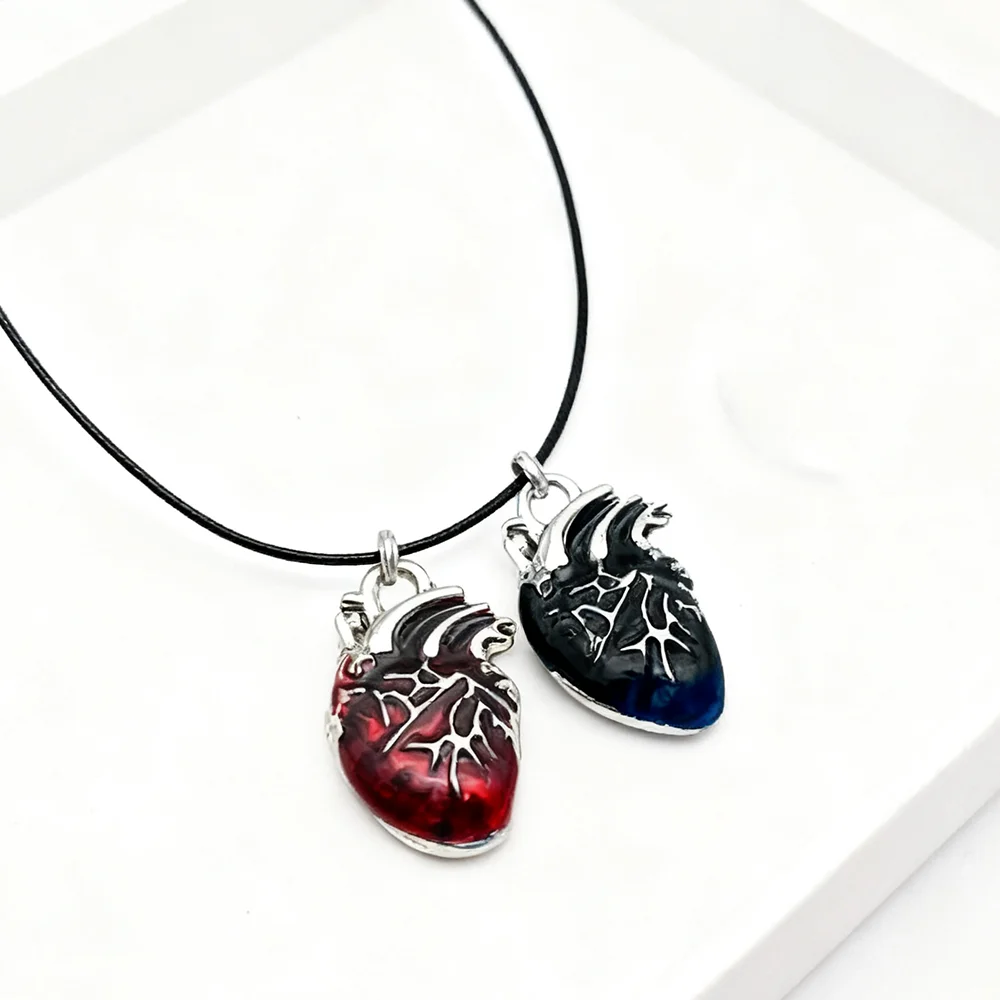 جديد القوطية نمط الأحمر والأسود القلب قلادة مزدوجة المعلقات الطبية أمراض القلب مجوهرات سلسلة عنق للنساء الرجال هدايا فاسق #3