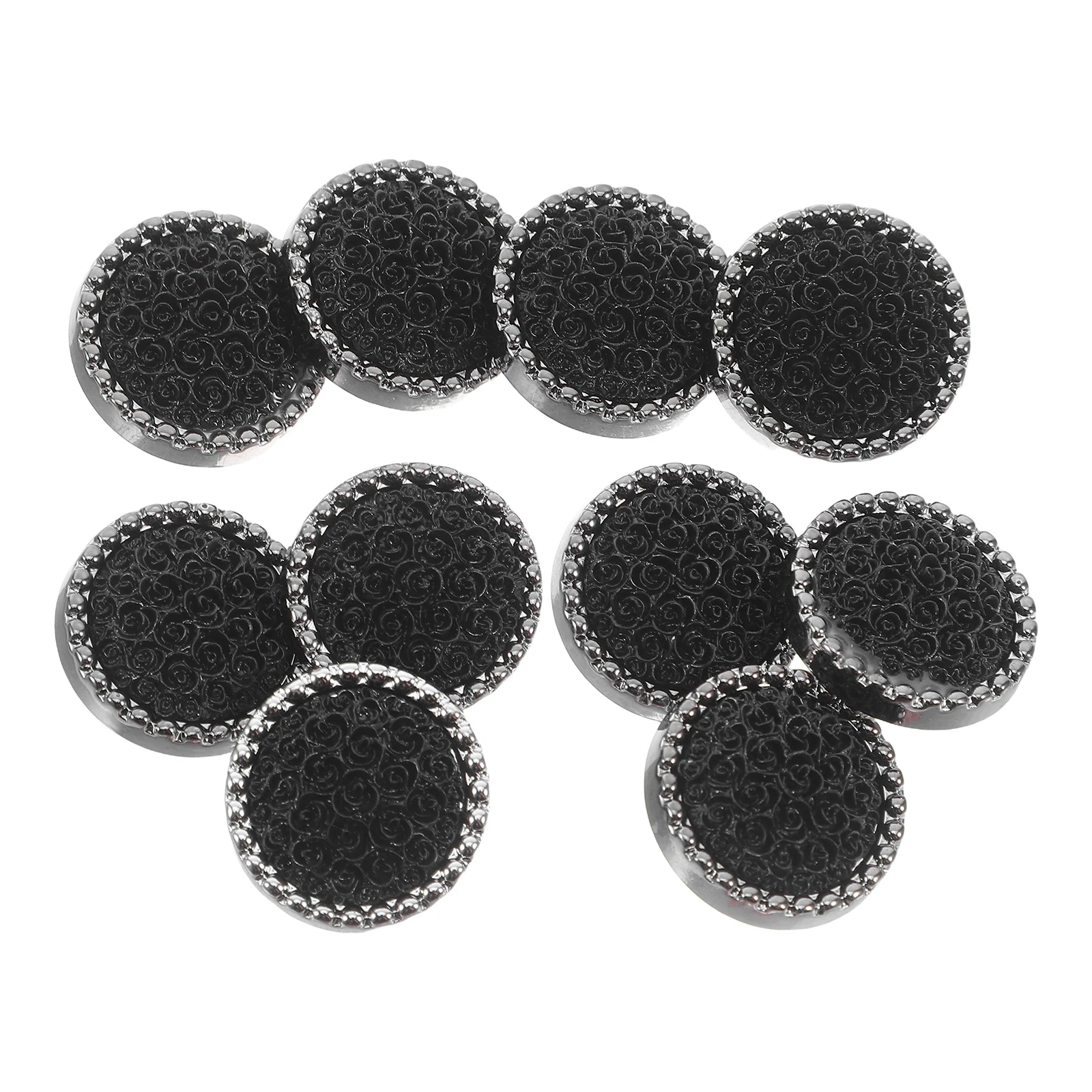 

10 Pcs Rose Round Buttons Black Elegant Clothes Vintage Sewing Coats Women Men Resin Craft Supplies