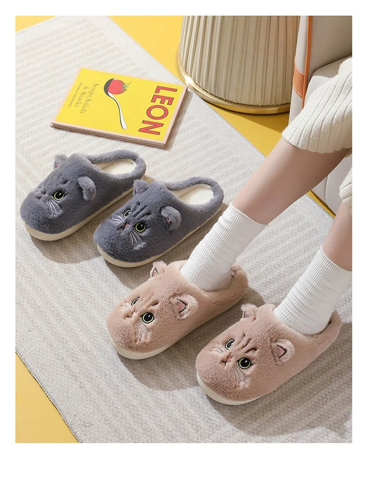 24-Stunden-Schnellversand Katzen-Spaß-Hausschuhe für Erwachsene Winter Flauschige Pantoffeln Paar-Hausschuhe 46 47 Damen Warme Tier-Katzen-Hausschuhe Rosa – Detail 12