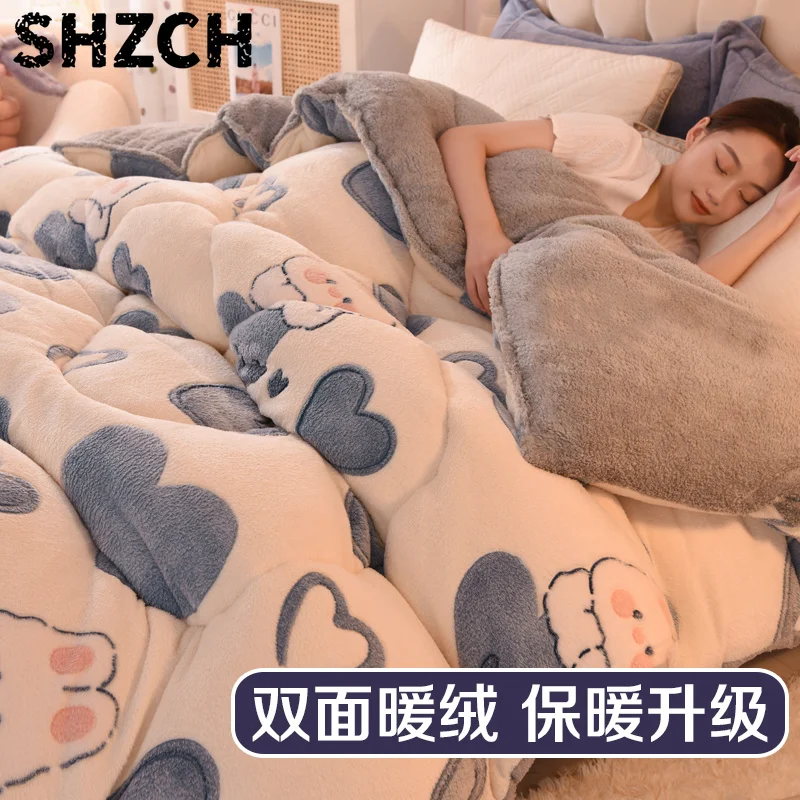 Lamb wool super warm blanket winter thickened quilt winter quilt core autumn spring dormitory single comfprter double blanket