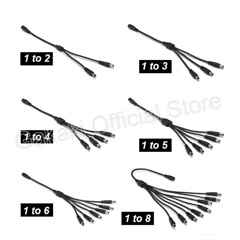Przedłużacz splittera 12V DC, złącze męskie i żeńskie, wtyk Jack 5, 5x2,5mm, do kamery telewizji przemysłowej, LED, listwa oświetleniowa, Adapter AC