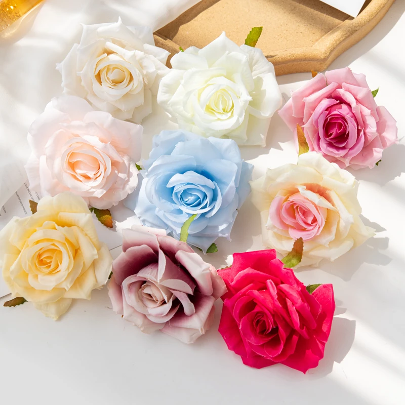 

50/100pcs Artificialflower Silk Rose Wedding Brooch Home Garden Decora Accessories Christmas Wreath diy gift candy box Scrapbook