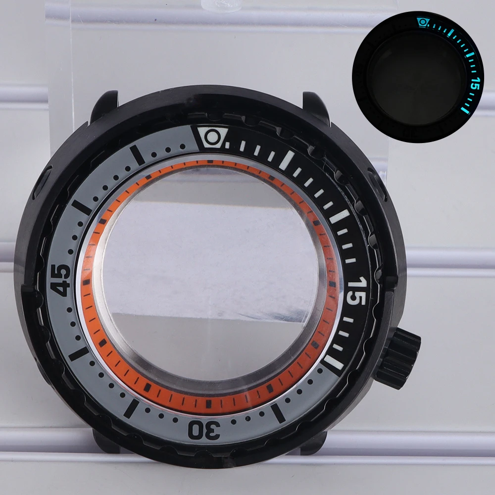47mm Modifiziertes Taucheruhrengehäuse mit Leuchtlünette für Seiko NH35 NH36 NH34 NH38 4R36 Automatikwerk Tuna Can Mod 200M Wasserdicht – Detail 5