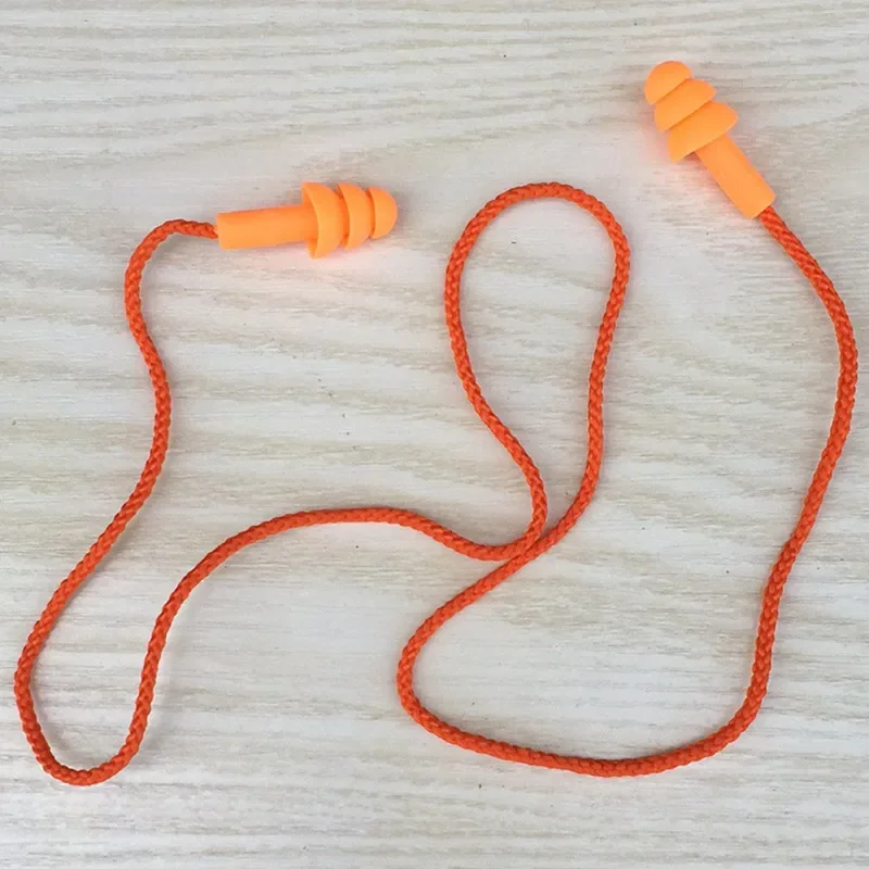 2PCS Authentic Soft Silicone Corded Ear Plugs Reusable Hearing Protection Noise Reduction Earplugs