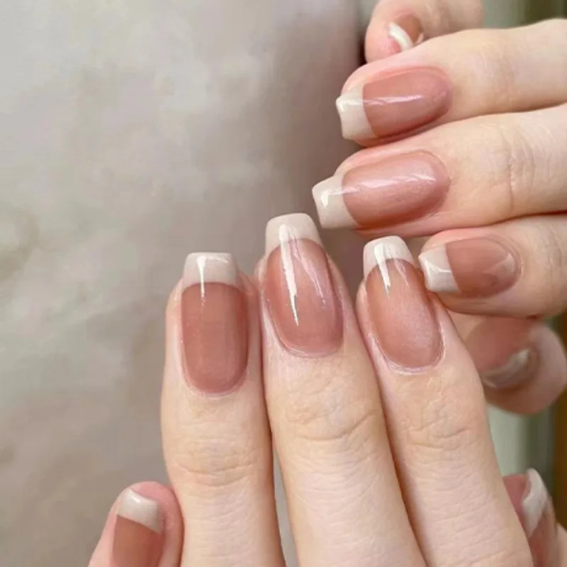 

Simple French fake nail wearing nail removable nail piece wearing nail piece 24 pieces European and American nail piece