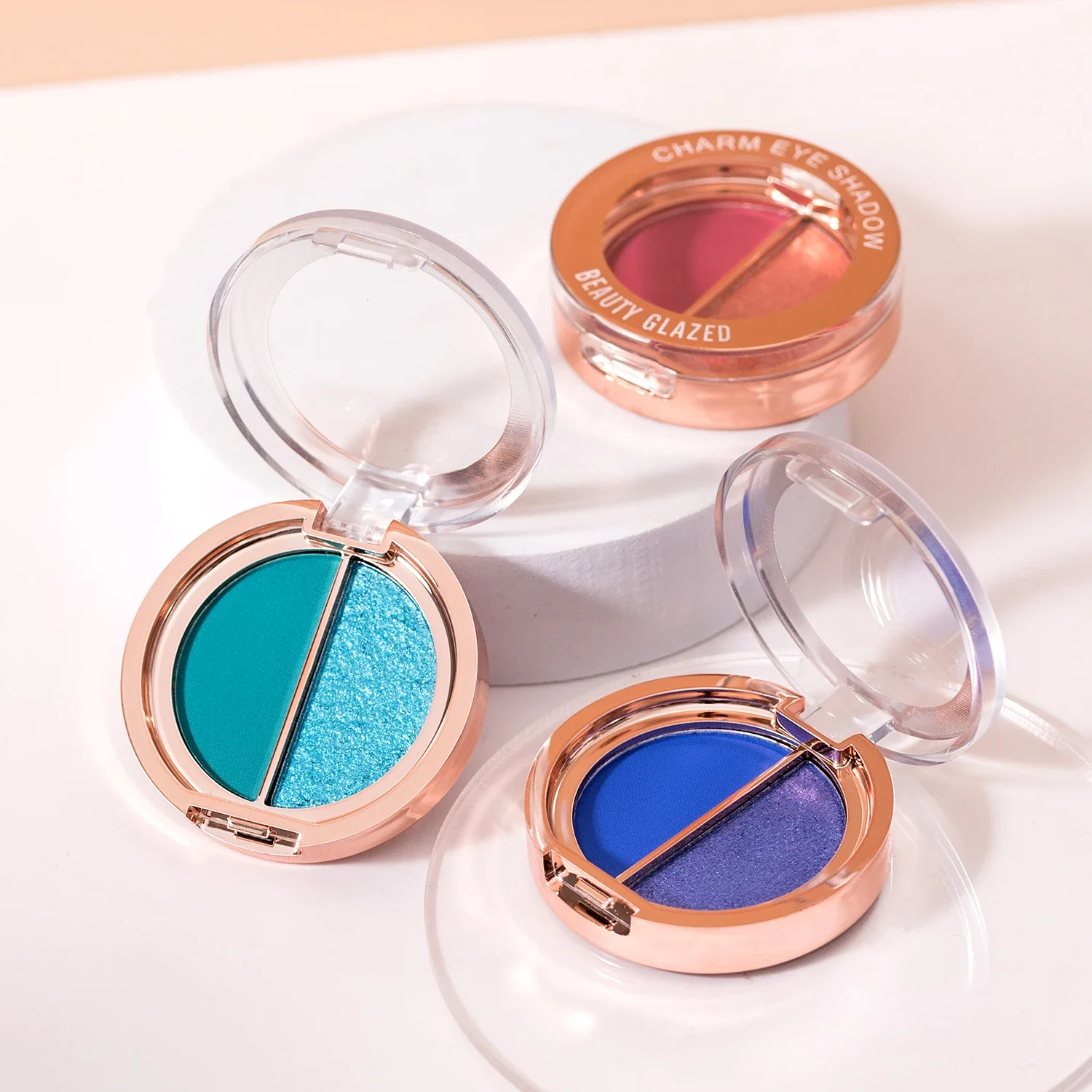 BEAUTY GLAZED 2 IN 1 Eye Shadow Palette Matte Glitter Eyeshadow Neon Nude Red Piow Pigments Shadow Professional Makeup Palette