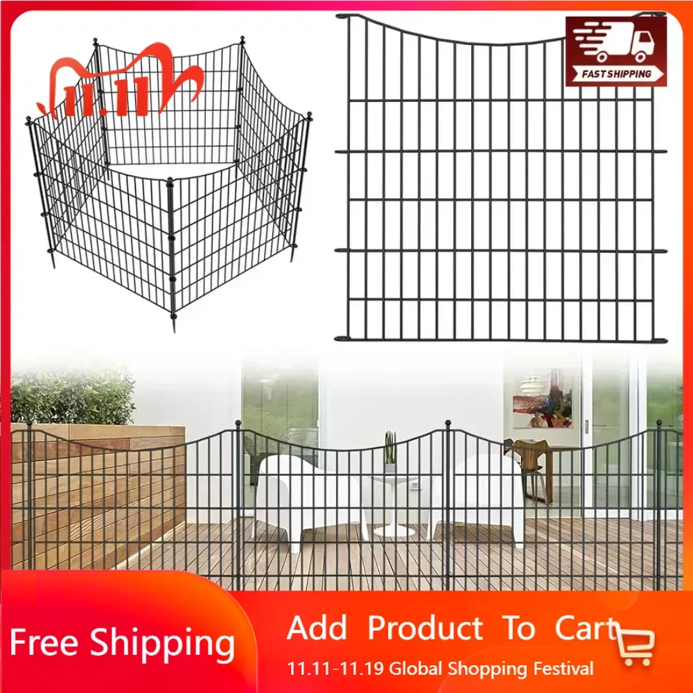 10 Panels No Dig Decorative Outdoor Garden Fence for Yard,32 in(H) X 23.6 Ft(L)Animal Barrier Fencing Rustproof Metal Wire Panel