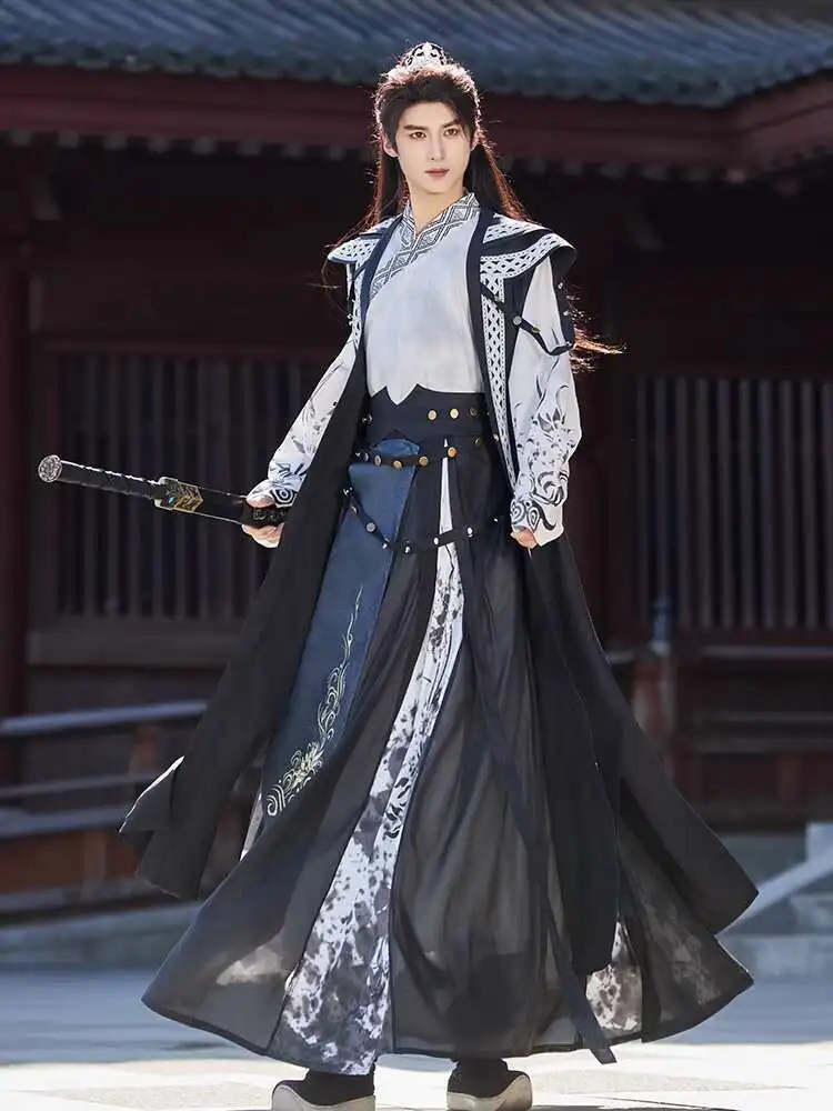 جديد كرنفال هالوين كوس تأثيري Hanfu Chivalrous الخبراء القديمة زي النمط الصيني وسيم الملابس الداخلية معطف تنورة