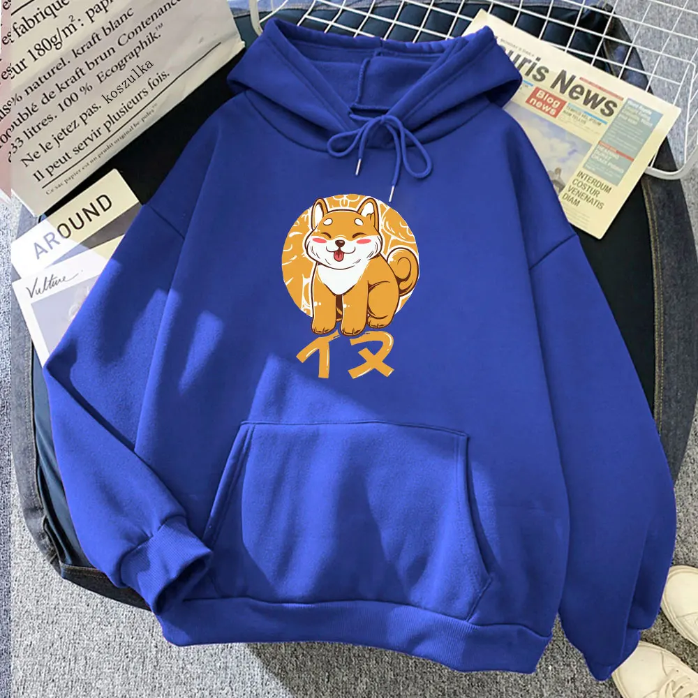 

Kawaii Cartoon Shiba Inu Hoodie Woman Anime Dog Sweatshirt Japanese Harajuku Otaku Man Autumn and Winter Warm Couple Hoody