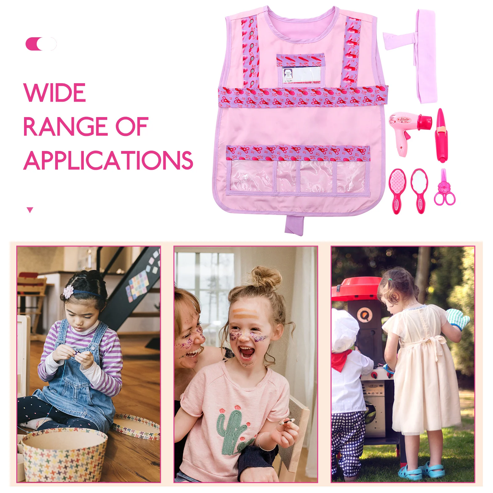 7 Stuks Kids Kapper Rollenspel Set Inclusief Kleding Haarband Kam Schaar Föhn Kostuum voor Halloween Cosplay