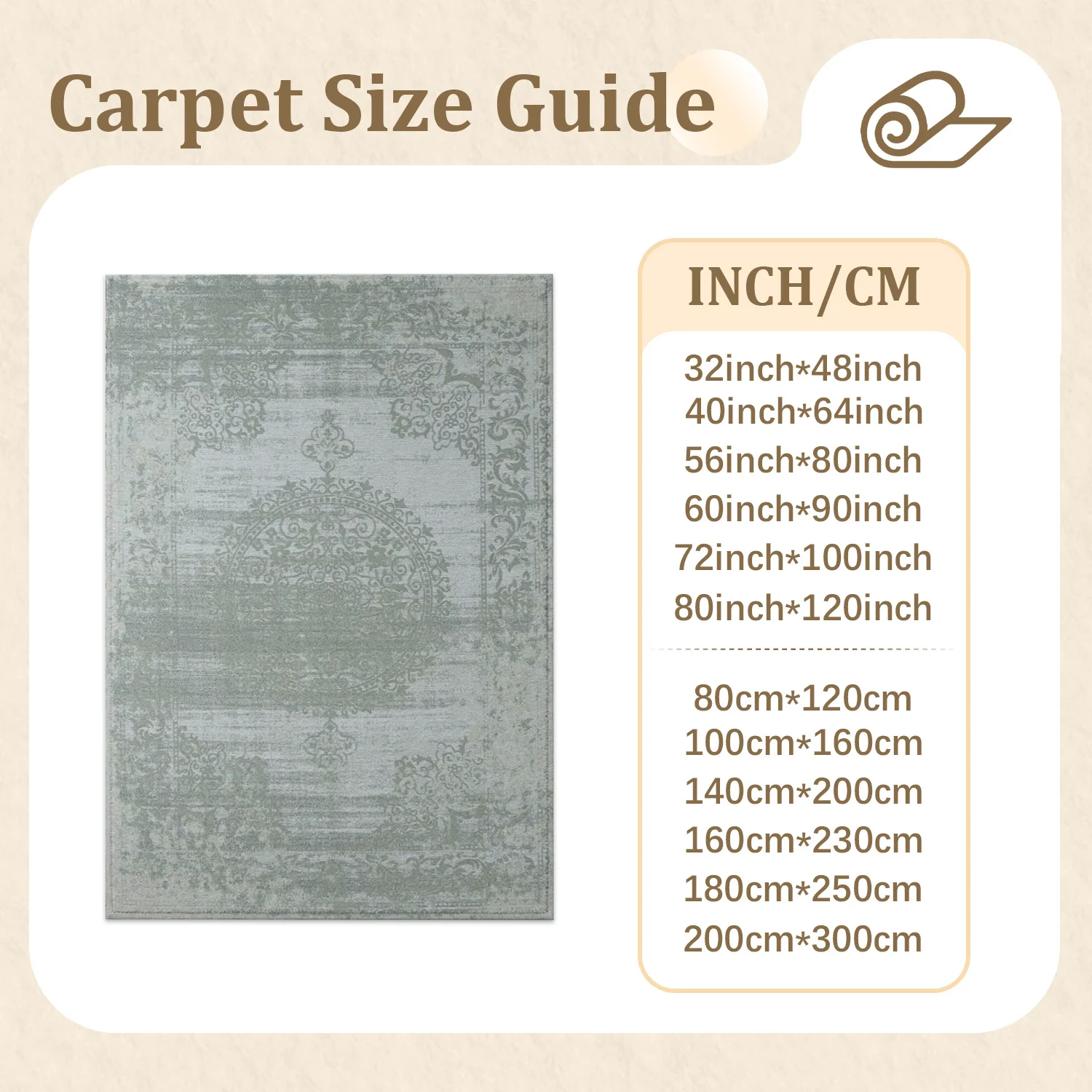 Large Indoor Area Rug, Soft Velvet Low Pile Rug with Non-slip Dotted Backing, Machine Washable Distressed Vintage Medallion Pattern Rug for Living Room Bedroom, Neutral Gray Accent Carpet for Home Decor