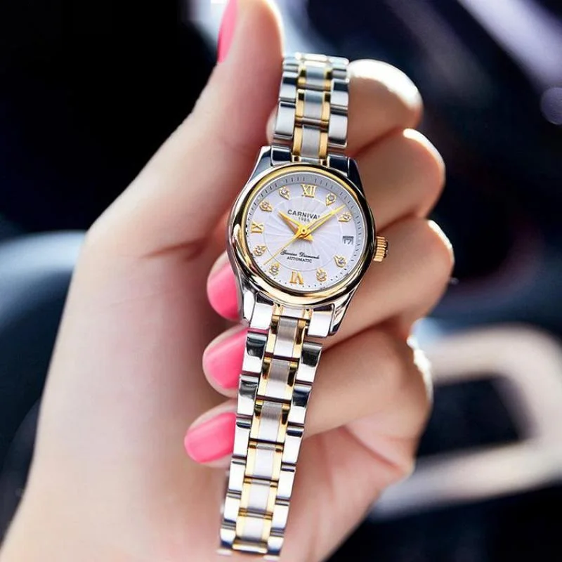 IW Carnival For Women Watch Japan Miyota Mechanical Elegant Automatic Wristwatch Sapphire Crystal Rhinstone Date Luminous Dress