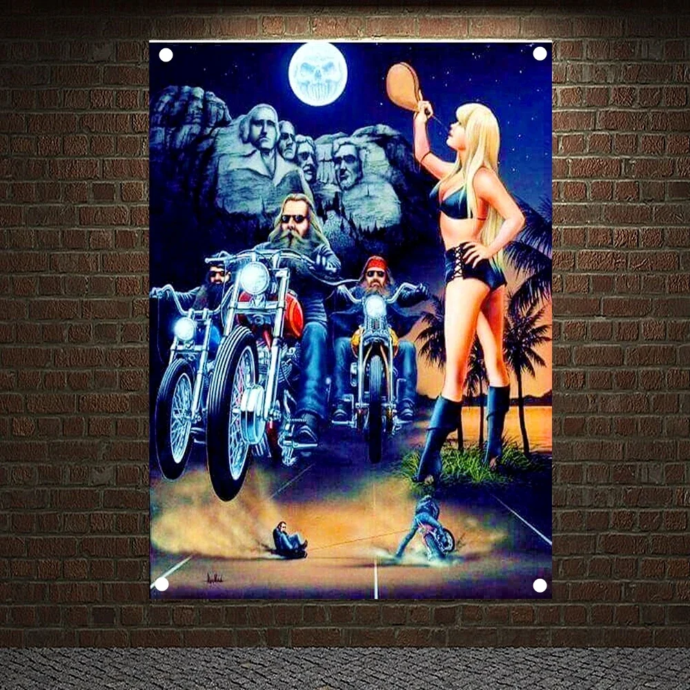 

Sexy girl motorcycle rider Posters Wall Sticker Canvas Painting Banners Flags Flip Chart Bar Cafe Home Decoration Wall Hanging