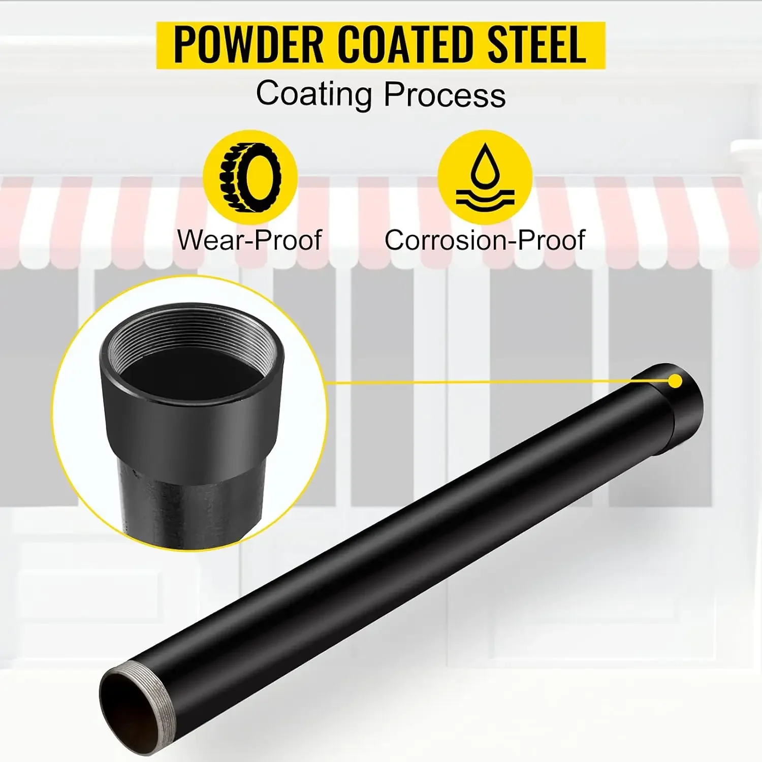 Sail Pole Extension, 21" Height Shade Pole Extension, 3" Diameter Shade Sail Pole Extender