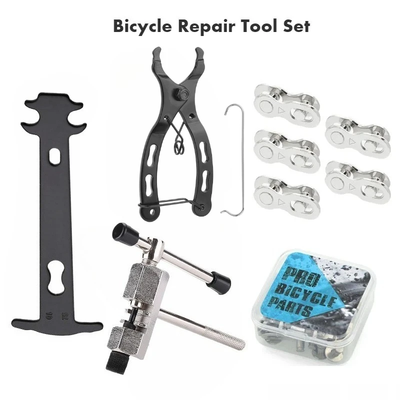 

Bicycle Repair Tool Kit Chain Wear Checker 6-11 Speed Bike Chain Breaker with Chain Link Plier for Road Mountain Bikes