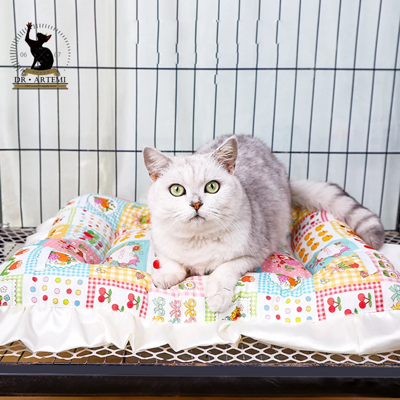 Satin Pet Dog Cat Mat Kennel Cushion Soft Cage Warm Pad Bed Washable Pet Pillow Mat Supplies