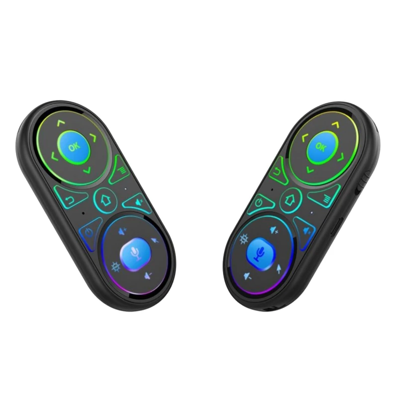 Air Mouse Spraakmicrofoon RGB Backlit Gyro Afstandsbediening IR Leren 2.4G Draadloze oplaadbare mini-afstandsbediening