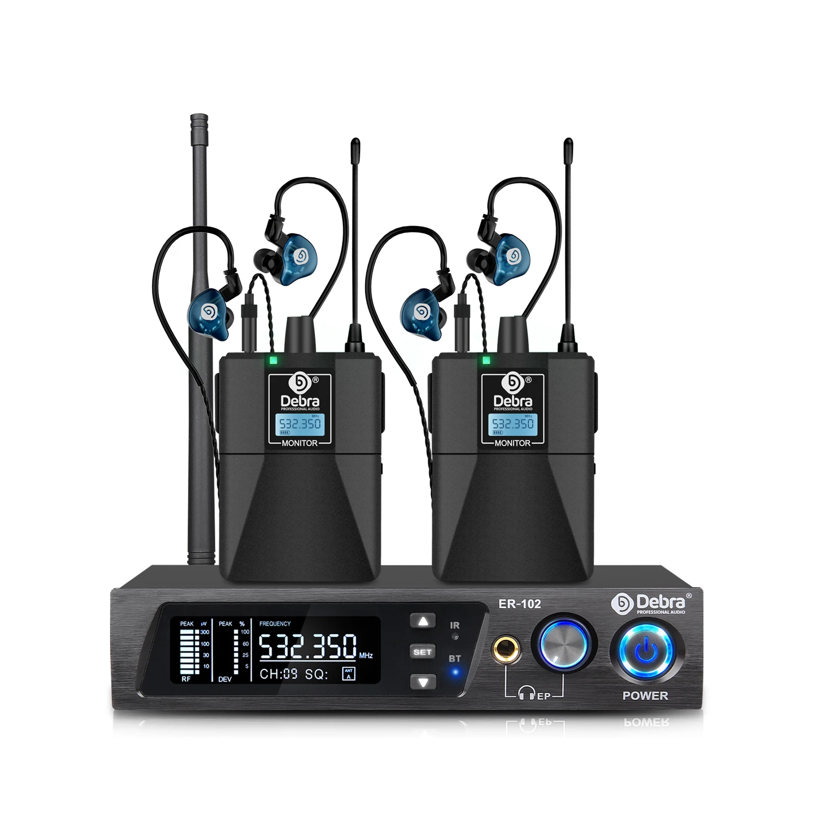 Debra ER-102 UHF IEM in-ear podiummonitor draadloos systeem met meerdere zenders voor kleine podiumoptredens