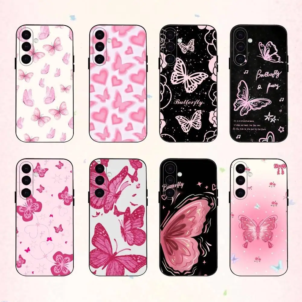 

R-Retro B-Butterfly Printing phone Case For Samsung Galaxy A73,A72,A71,A70,A53,A52,A51,Others Soft Black Shell