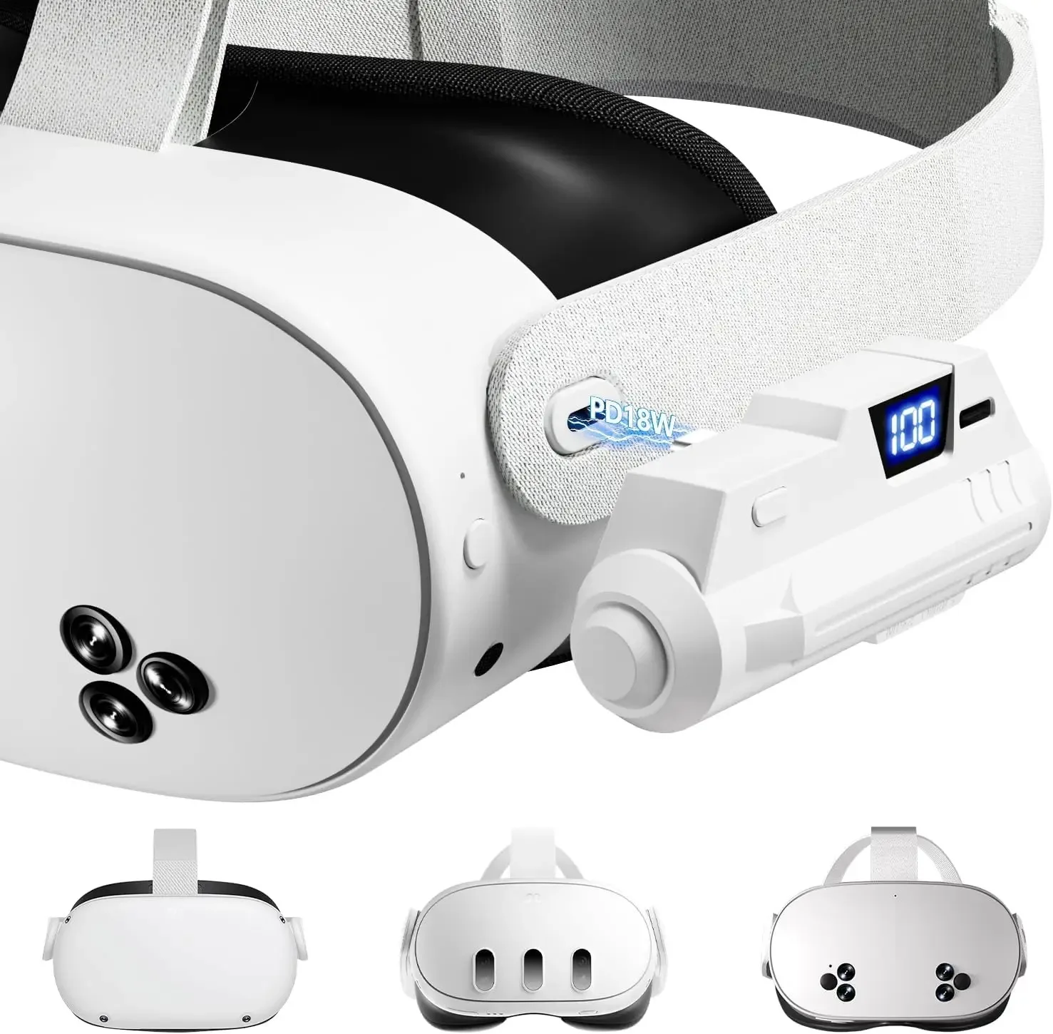 For Meta Quest 3/3S/2 18W Fast Charging Extended Battery VR 