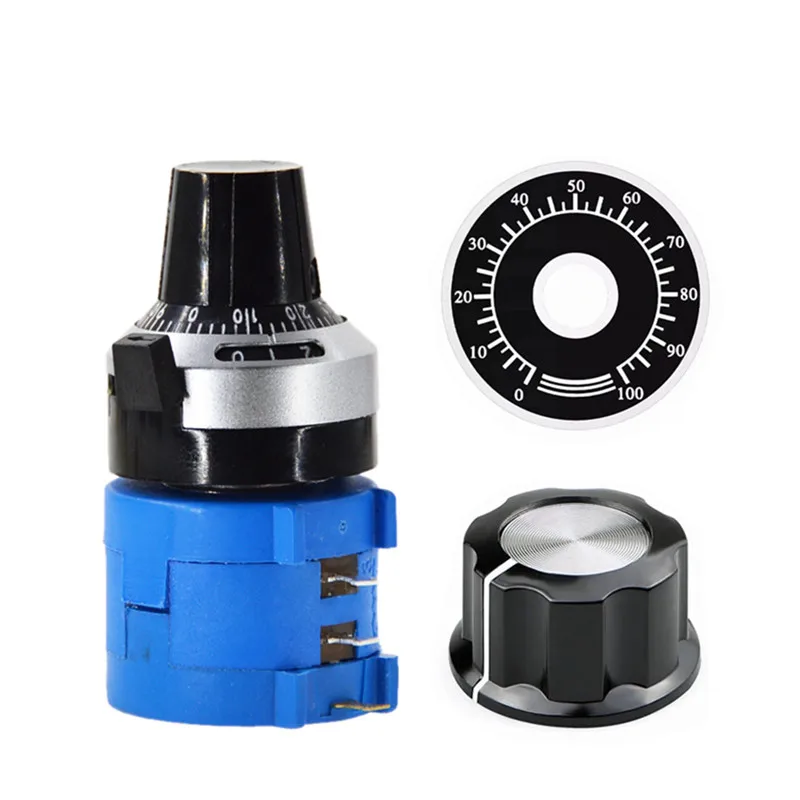 1Set 3590S Multiturn Potentiometer Adjustable Resistor 2W 3590S-2-103L 500 1K 2K 5K 10K 20K 50K 100K Ohm Knob Cap Potentiometers