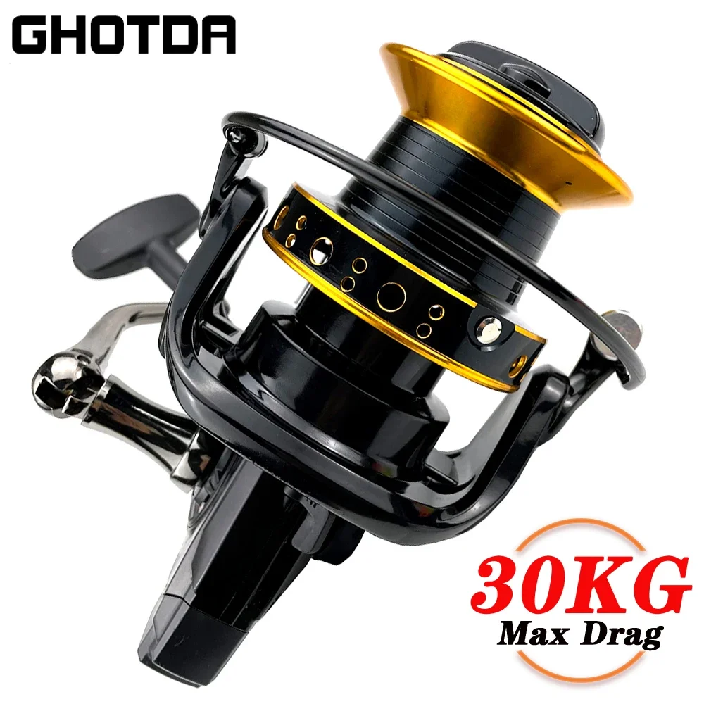 High Strength Spinning Fishing Reel Large Metal Spool 9000/10000/12000 Series Drag Power 20-30KG Saltwater Freshwater Coils