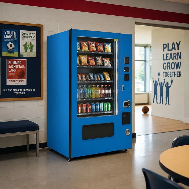Durable Flexible Snack Beverage Vending Cabinet Combines Card Coin and Banknote Payment Customized