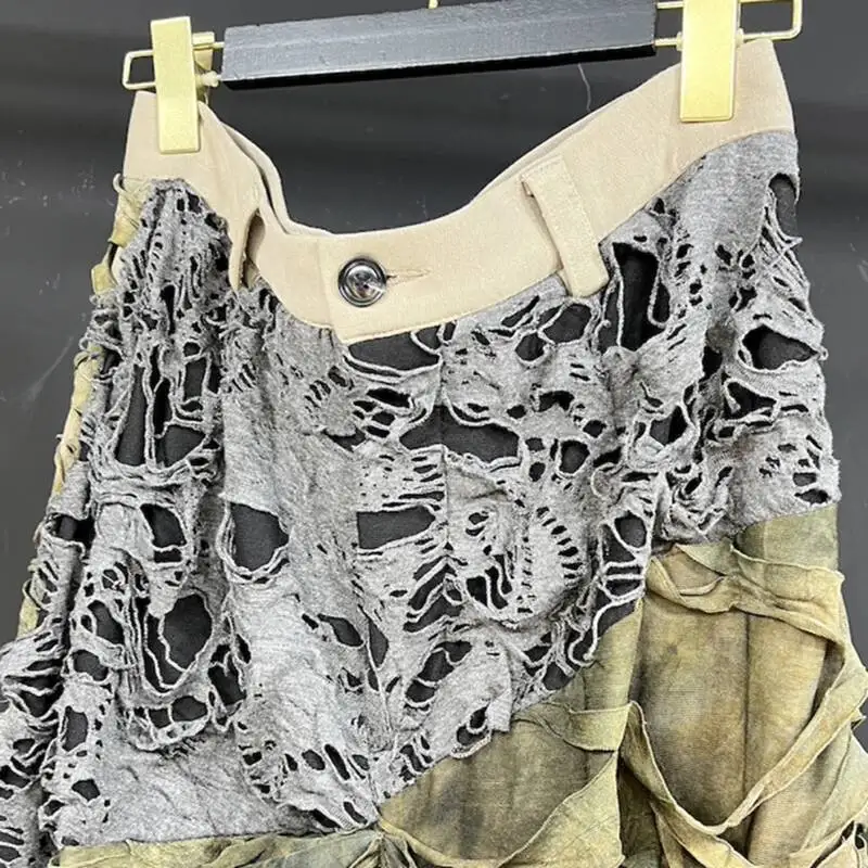 WTHT 2025 Autumn Women's Designs Camouflage Irregular Wrinkled Casual Pants Contrast Color Loose Trousers Female Fashion 1LS2488