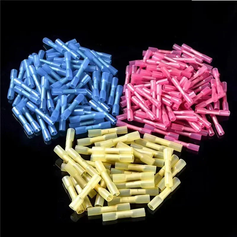 50PCS Waterproof Heat Shrink Wire , Automotive Electrical Connector Terminals Kit Butt Splices Connector 22-10AWG