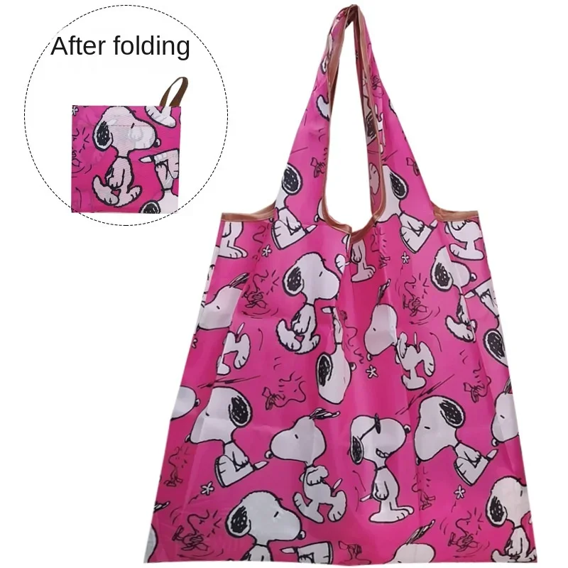 Cartoon Snoopy Foldable Shoulder Bag Anime Reusable Grocery Large Capacity Eco Bag Shopkeeper Travel Pouch Shopping Handbag