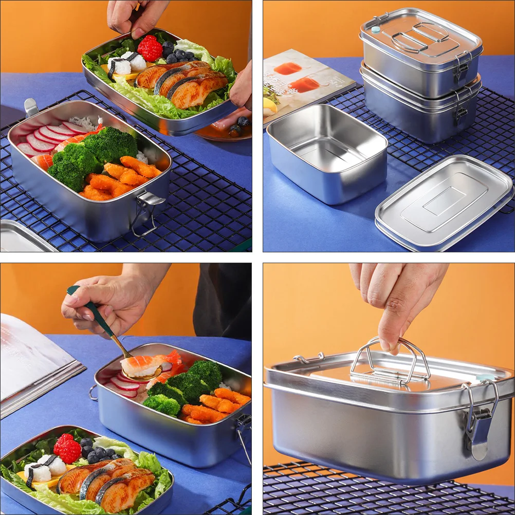 

Stainless Steel Lunch Box Fresh-keeping Food Container Lunchbox Worker Double Layer