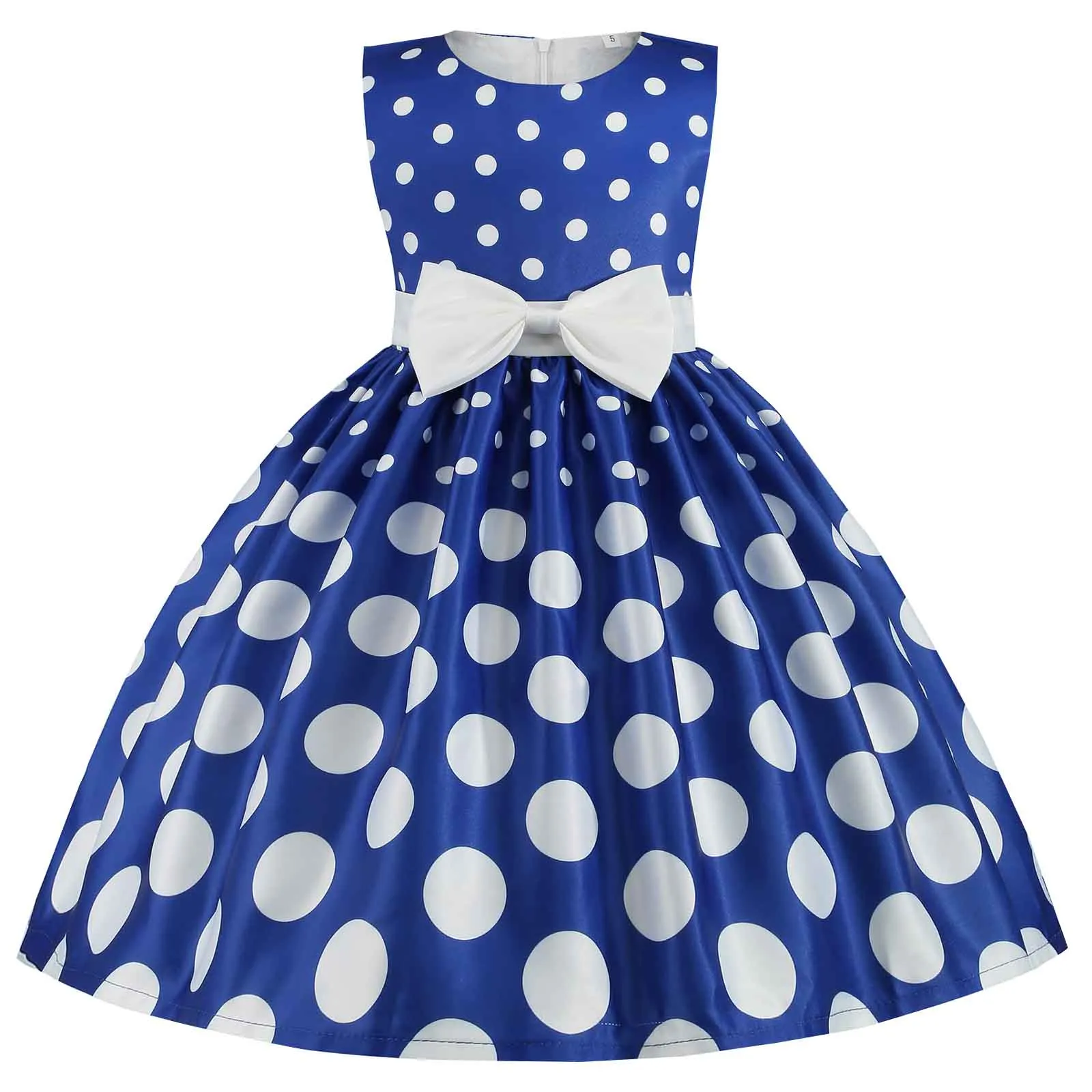 2024 Summer Children'S Girls Princess Costume Retro Polka Dot Tutu Evening Dress Up Birthday Party Cosplay Vestido