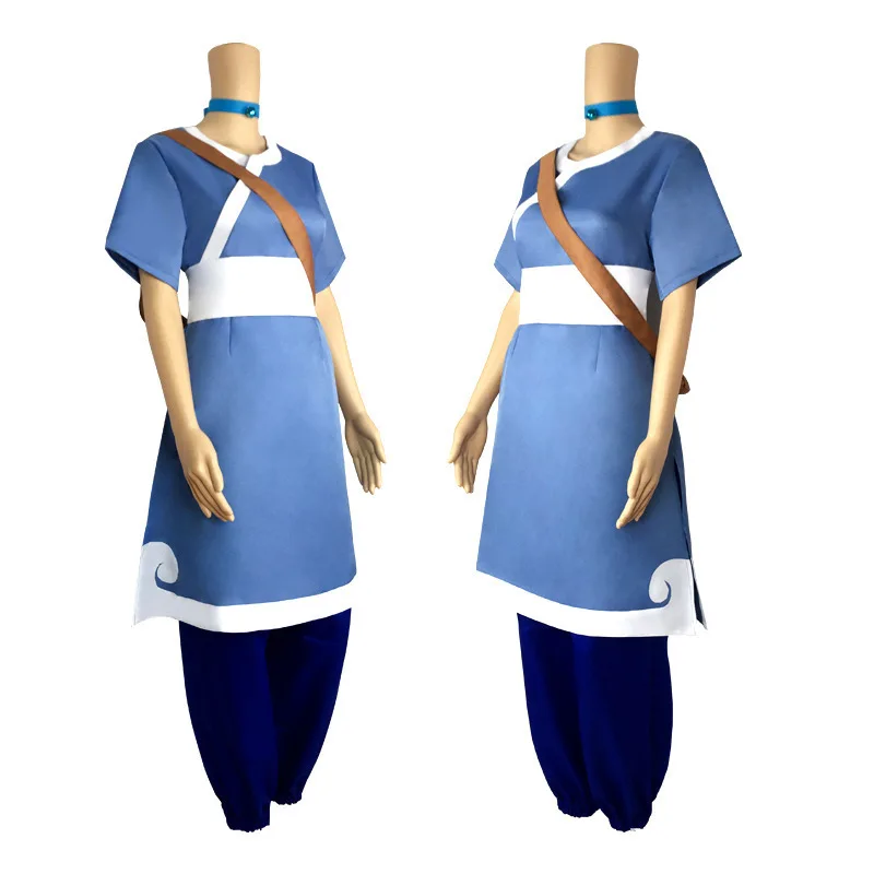 Anime Movie Avatar: l'ultimo Airbender Katara Dress Cosplay Costume Avatar Aang Uniform Set donna uomo abbigliamento Costume di Halloween