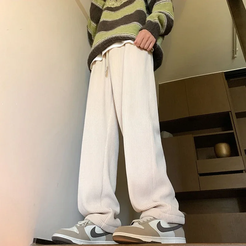 

Брюки абрикосовые однотонные вельветовые корейские предложения Y2k ретро осень зима мужские спортивные брюки Harajuku распродажа мужские спортивные штаны