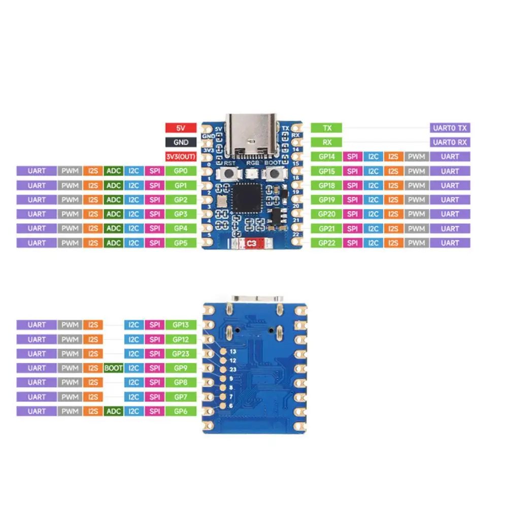 Imagem -06 - Mini Placa de Desenvolvimento para Esp32 Esp32-c6 Baseado em Esp32-c6fh4 Processadores Duplos 2.4ghz Wifi Bluetooth 5