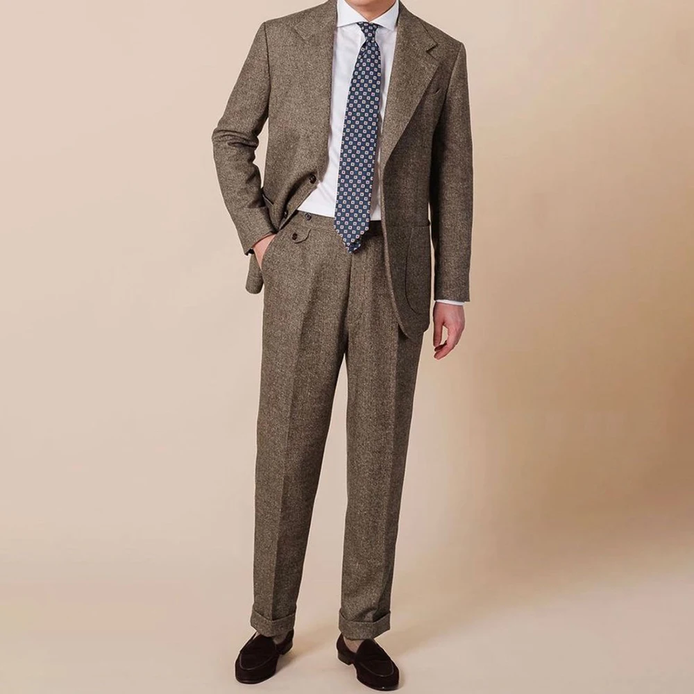 

High Quality Men's Suits Formal Single Breasted Slim Fit Male Clothing Customzied Wedding 2 Piece Jacket Panst Sets Outfits