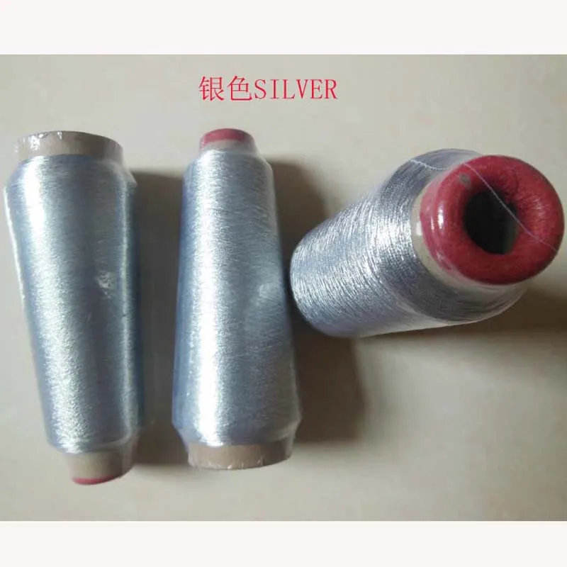 Wholesale 1 Machine with Flash Metal Embroidery Thread, Silver 3000 Yards/roll